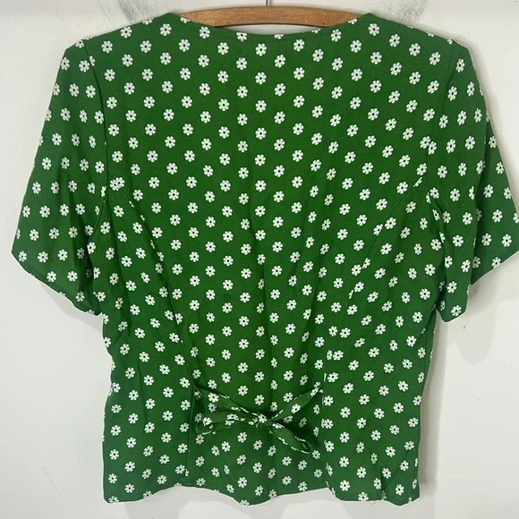 REFORMATION Green Janet Floral Woven Top Size 4 - Picture 5 of 16